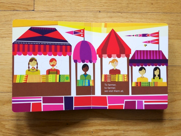 colorful tents and tables at the market