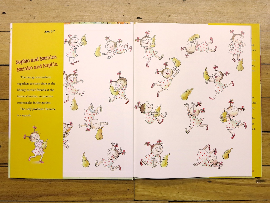 end pages with Sophie and Bernice tumbling and dancing all about the pages.