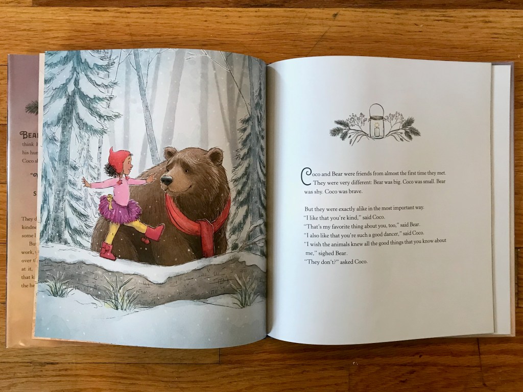 Coco balancing on a log with Bear watching.